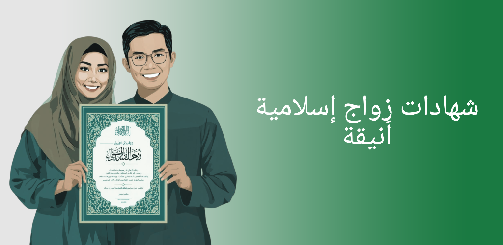 تطبيق AQD: تصاميم شهادة زواج إسلامي على الهاتف