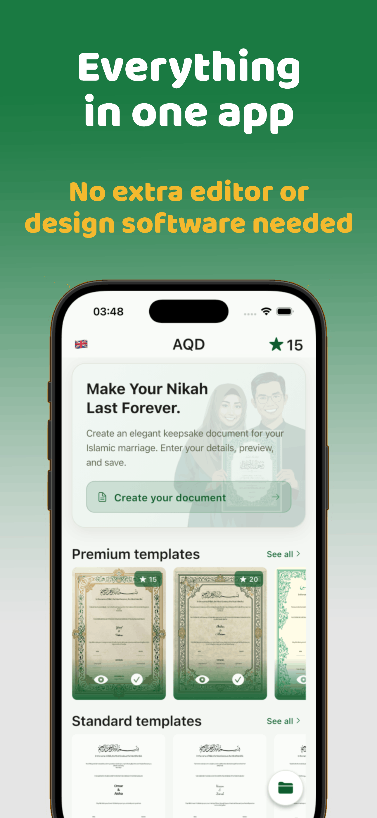 AQD home screen: everything in one app
